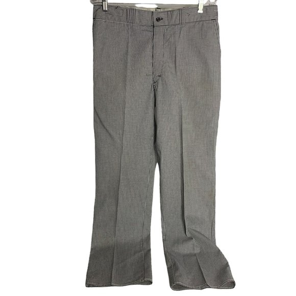 Vintage Uniform Work Pants 34 x 36 Black Check Straight Leg Adjustable Waist - Picture 1 of 7